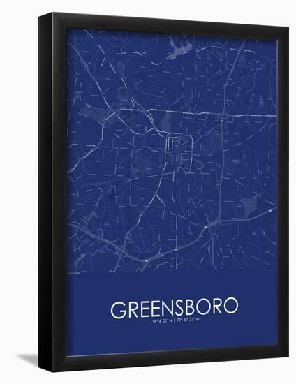 Greensboro, United States of America Blue Map-null-Framed Poster