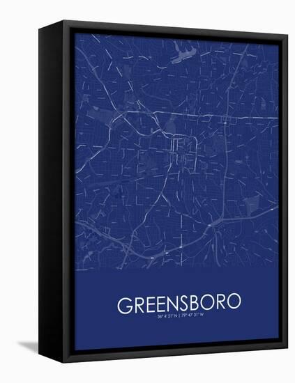 Greensboro, United States of America Blue Map-null-Framed Stretched Canvas
