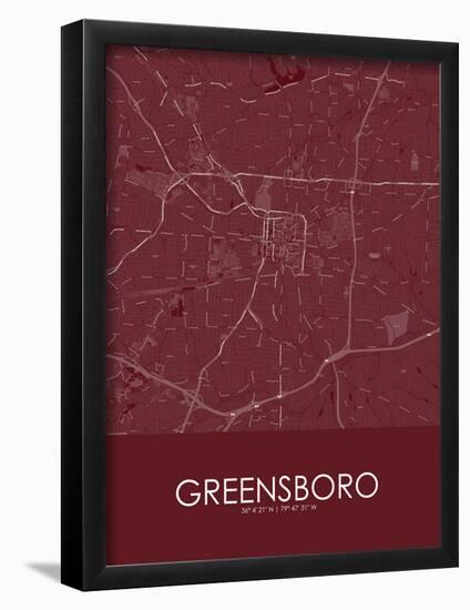 Greensboro, United States of America Red Map-null-Framed Poster