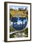 Greenville, South Carolina - Montage-Lantern Press-Framed Art Print