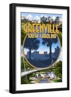 Greenville, South Carolina - Montage-Lantern Press-Framed Art Print