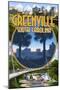 Greenville, South Carolina - Montage-Lantern Press-Mounted Art Print