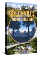 Greenville, South Carolina - Montage-Lantern Press-Stretched Canvas