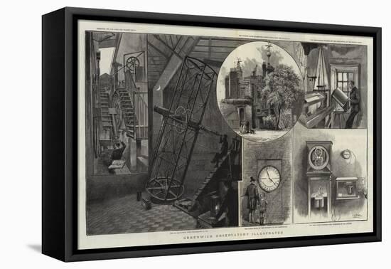Greenwich Observatory Illustrated-null-Framed Stretched Canvas