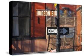 Greenwich Village Street Sign.-Jon Hicks-Stretched Canvas