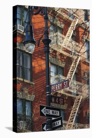 Greenwich Village Street Sign.-Jon Hicks-Stretched Canvas