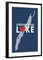 Greenwood Lake, New York - Heart Design-Lantern Press-Framed Art Print