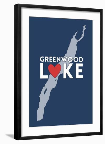 Greenwood Lake, New York - Heart Design-Lantern Press-Framed Art Print