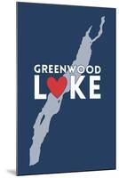 Greenwood Lake, New York - Heart Design-Lantern Press-Mounted Art Print