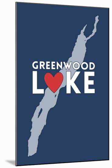 Greenwood Lake, New York - Heart Design-Lantern Press-Mounted Art Print