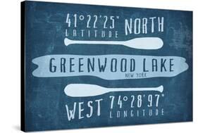 Greenwood Lake, NY - Lake Essentials - Latitude and Longitude-Lantern Press-Stretched Canvas