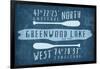 Greenwood Lake, NY - Lake Essentials - Latitude and Longitude-Lantern Press-Framed Art Print