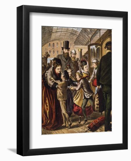 Greeting at the Train Station-A. Kronheim-Framed Giclee Print