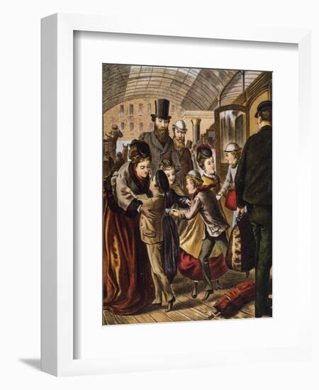 Greeting at the Train Station-A. Kronheim-Framed Giclee Print