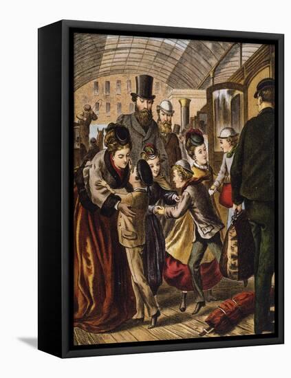 Greeting at the Train Station-A. Kronheim-Framed Stretched Canvas
