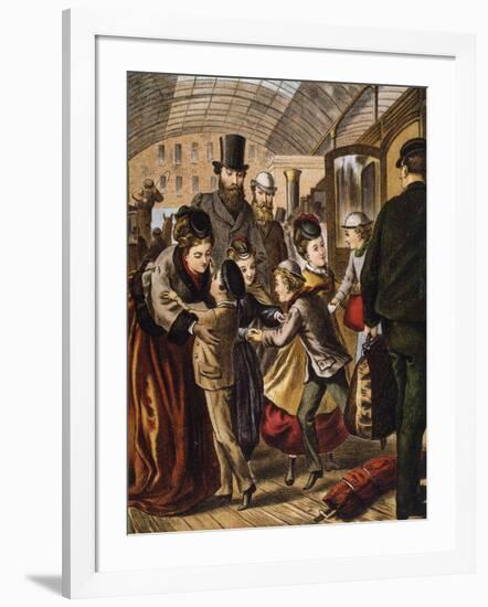 Greeting at the Train Station-A. Kronheim-Framed Giclee Print