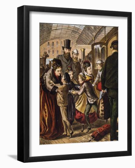 Greeting at the Train Station-A. Kronheim-Framed Giclee Print