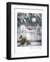 Greeting Card - Candles Season's Greetings - Winter Scene with Candle in the Window-null-Framed Art Print