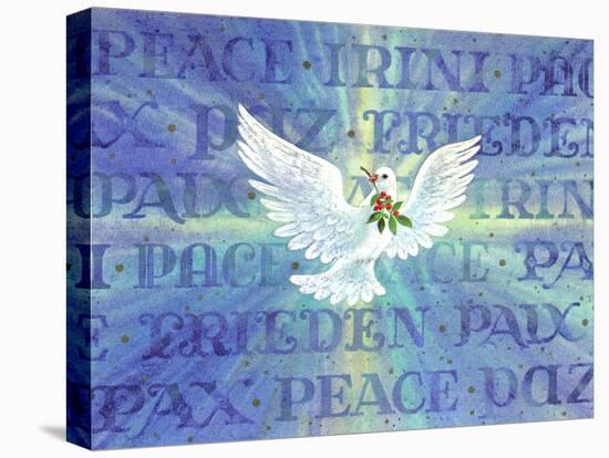 Greeting Card - Dove with the Word Peace in Different Languages-null-Stretched Canvas