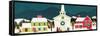 Greeting Card - Village Scene with Church, National Museum of American History-null-Framed Stretched Canvas