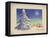 Greeting Card - White Christmas, White Tree with Red Village, National Museum of American History-null-Framed Stretched Canvas