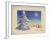 Greeting Card - White Christmas, White Tree with Red Village, National Museum of American History-null-Framed Art Print