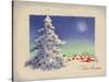 Greeting Card - White Christmas, White Tree with Red Village, National Museum of American History-null-Stretched Canvas