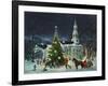 Greeting Card - White Church with Large Tree and People Surrounding-null-Framed Art Print