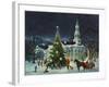 Greeting Card - White Church with Large Tree and People Surrounding-null-Framed Art Print