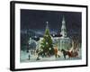 Greeting Card - White Church with Large Tree and People Surrounding-null-Framed Art Print