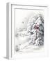 Greeting Card - Winter Scene with Red Birdhouse, National Museum of American History-null-Framed Art Print