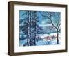 Greeting Card - Winter Scene with Red Village, National Museum of American History-null-Framed Art Print