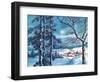 Greeting Card - Winter Scene with Red Village, National Museum of American History-null-Framed Art Print