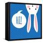 Greeting Card with with White Easter Rabbit. Funny Bunny. Easter Bunny.-Inoka-Framed Stretched Canvas