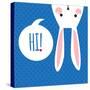 Greeting Card with with White Easter Rabbit. Funny Bunny. Easter Bunny.-Inoka-Stretched Canvas