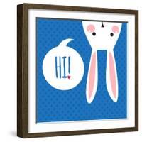 Greeting Card with with White Easter Rabbit. Funny Bunny. Easter Bunny.-Inoka-Framed Art Print