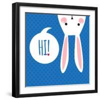 Greeting Card with with White Easter Rabbit. Funny Bunny. Easter Bunny.-Inoka-Framed Art Print