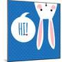 Greeting Card with with White Easter Rabbit. Funny Bunny. Easter Bunny.-Inoka-Mounted Art Print