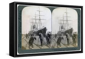 Greeting for Newcomers on the Pier Alongside the Pacific Mail Ss 'China, Yokohama, Japan, 1904-Underwood & Underwood-Framed Stretched Canvas