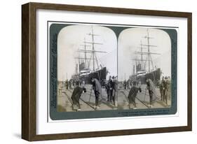 Greeting for Newcomers on the Pier Alongside the Pacific Mail Ss 'China, Yokohama, Japan, 1904-Underwood & Underwood-Framed Giclee Print