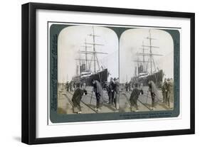 Greeting for Newcomers on the Pier Alongside the Pacific Mail Ss 'China, Yokohama, Japan, 1904-Underwood & Underwood-Framed Giclee Print