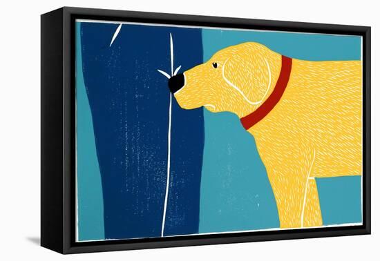 Greeting Visitors Bad Dog Yellow-Stephen Huneck-Framed Stretched Canvas