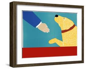 Greeting Visitors Good Dog Banner Yellow-Stephen Huneck-Framed Giclee Print