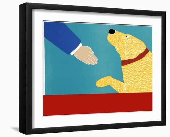 Greeting Visitors Good Dog Banner Yellow-Stephen Huneck-Framed Giclee Print