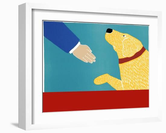 Greeting Visitors Good Dog Banner Yellow-Stephen Huneck-Framed Giclee Print