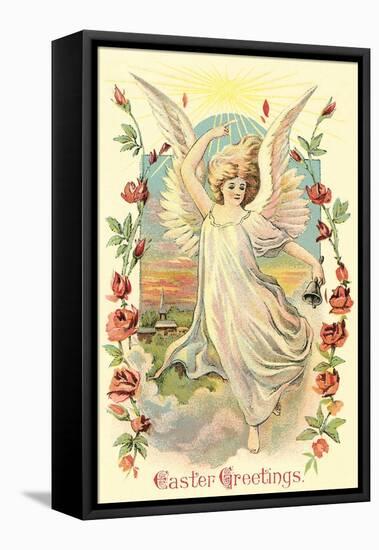 Greetings, Angel Amid Roses-null-Framed Stretched Canvas