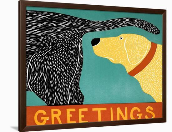 Greetings Black Yellow-Stephen Huneck-Framed Giclee Print