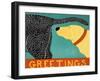 Greetings Black Yellow-Stephen Huneck-Framed Giclee Print