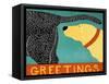 Greetings Black Yellow-Stephen Huneck-Framed Stretched Canvas