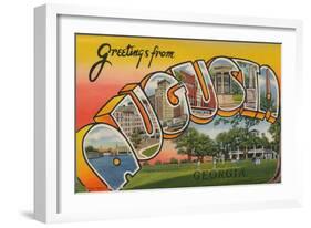 Greetings Card Featuring Augusta, Georgia, 1943-null-Framed Premium Giclee Print